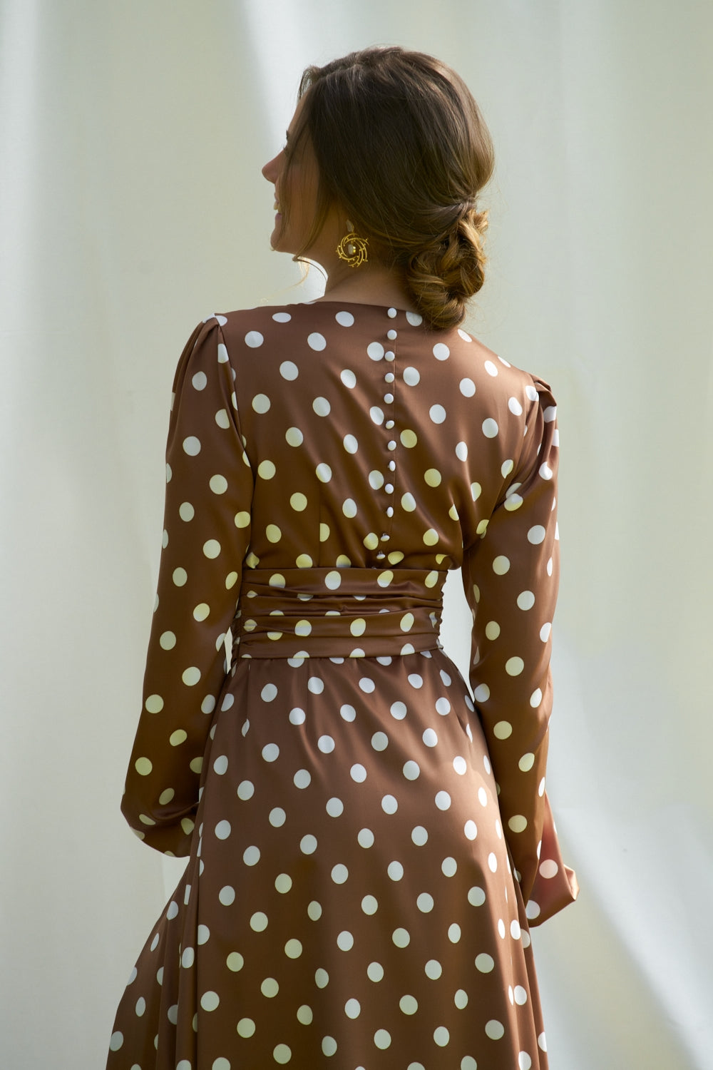 Vestido largo lunares Marrón -Giulia