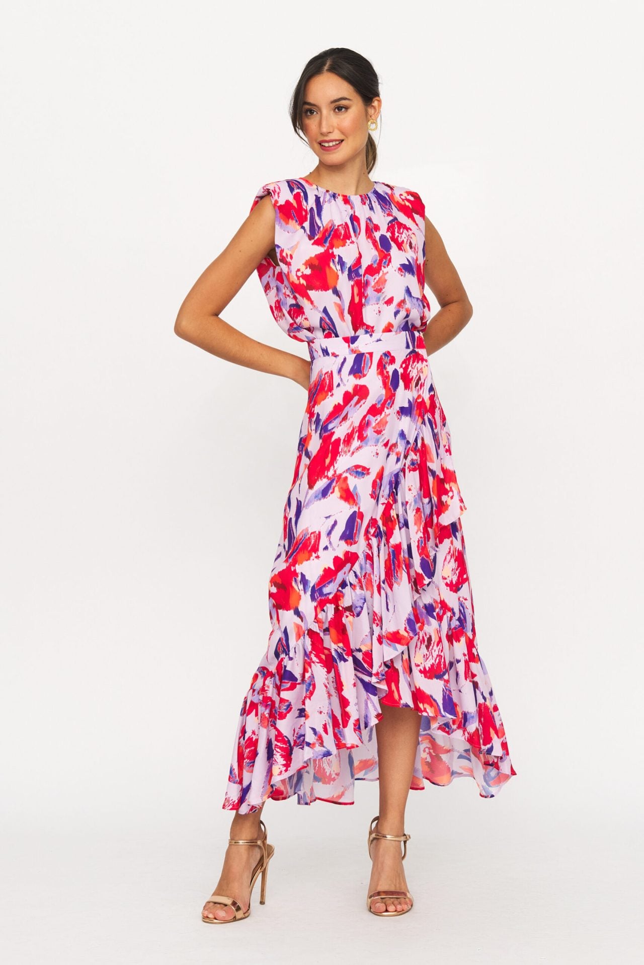 Conjunto top hombreras y falda Aldara_delante