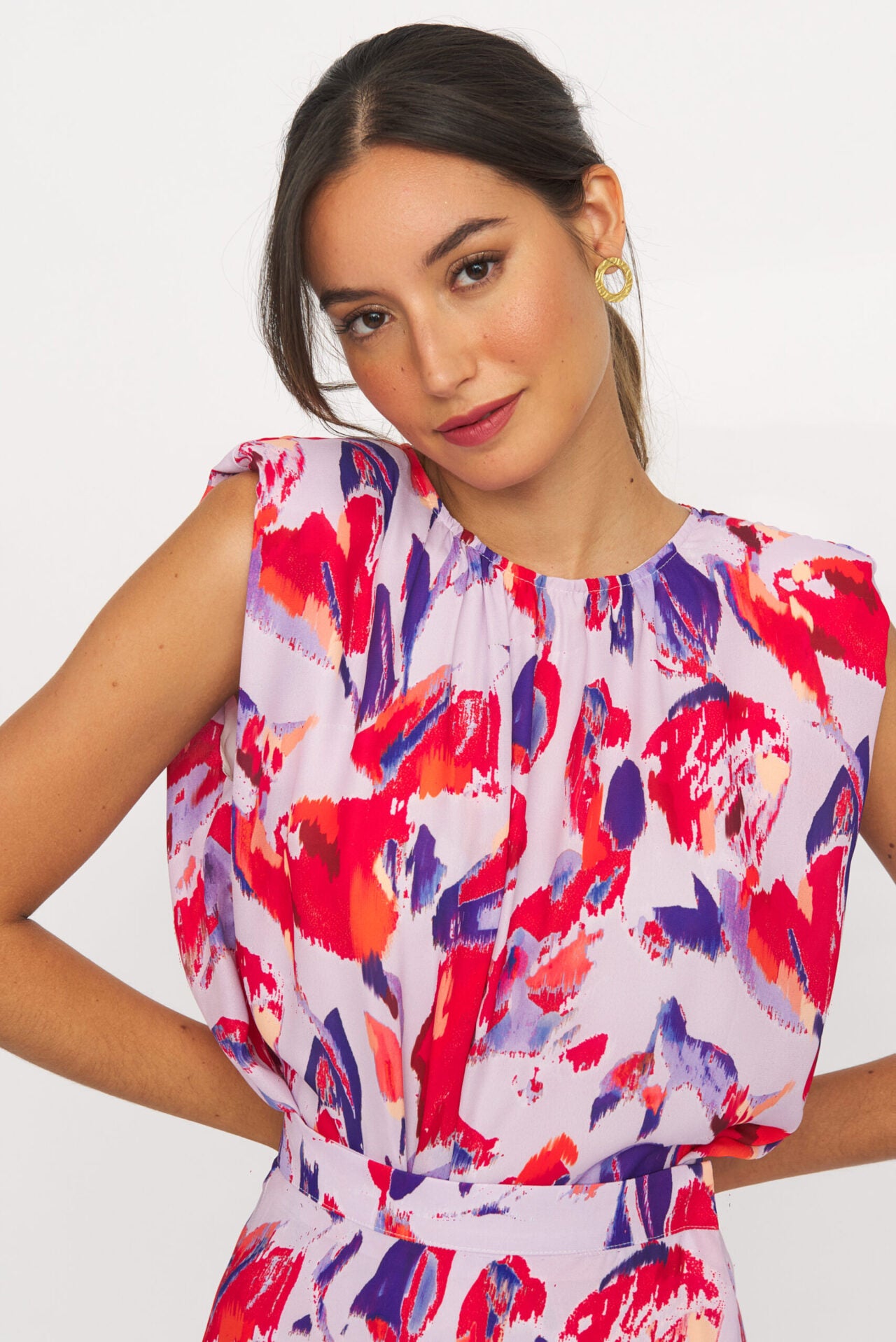 Conjunto top hombreras y falda Aldara_detalle