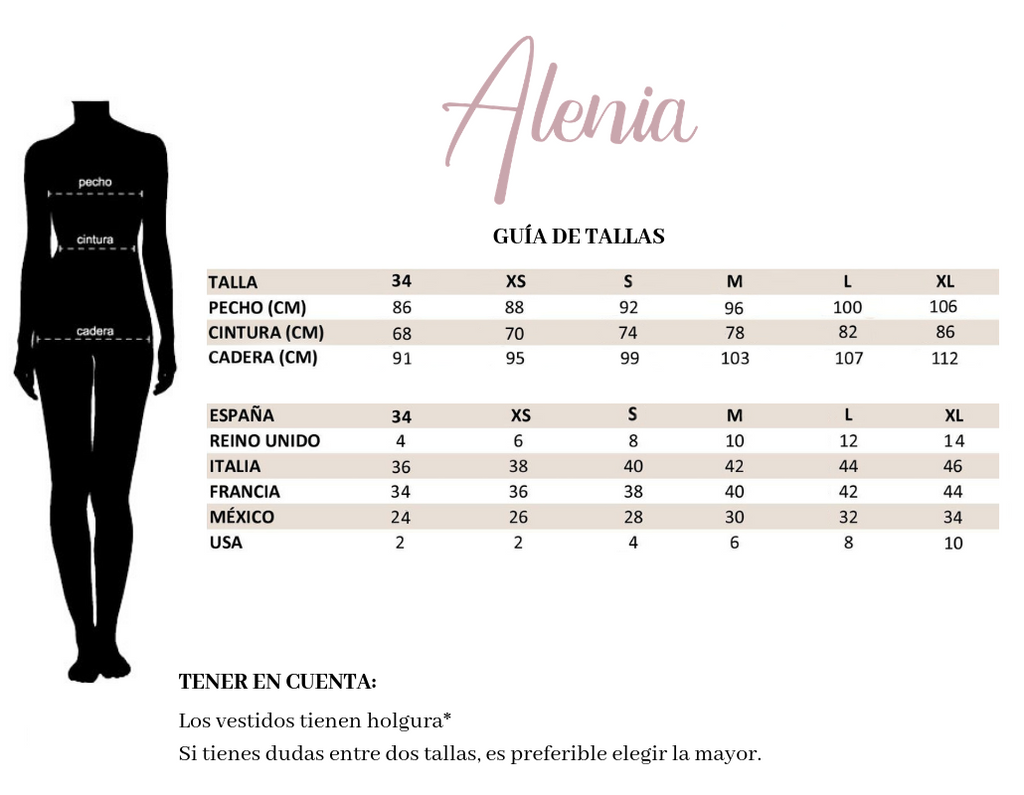 Vestido medidas online